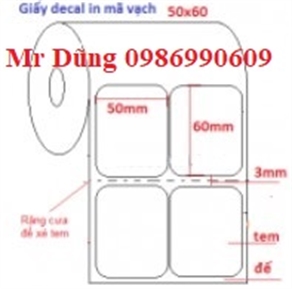 Giấy in tem mã vạch 2 tem 50x70 (mm) x 50m  